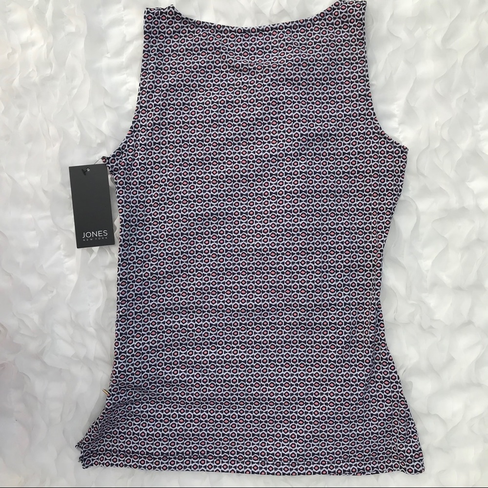 Jones New York Top Slvls Ikat Coral Exposed Zip XS - Picture 8 of 8